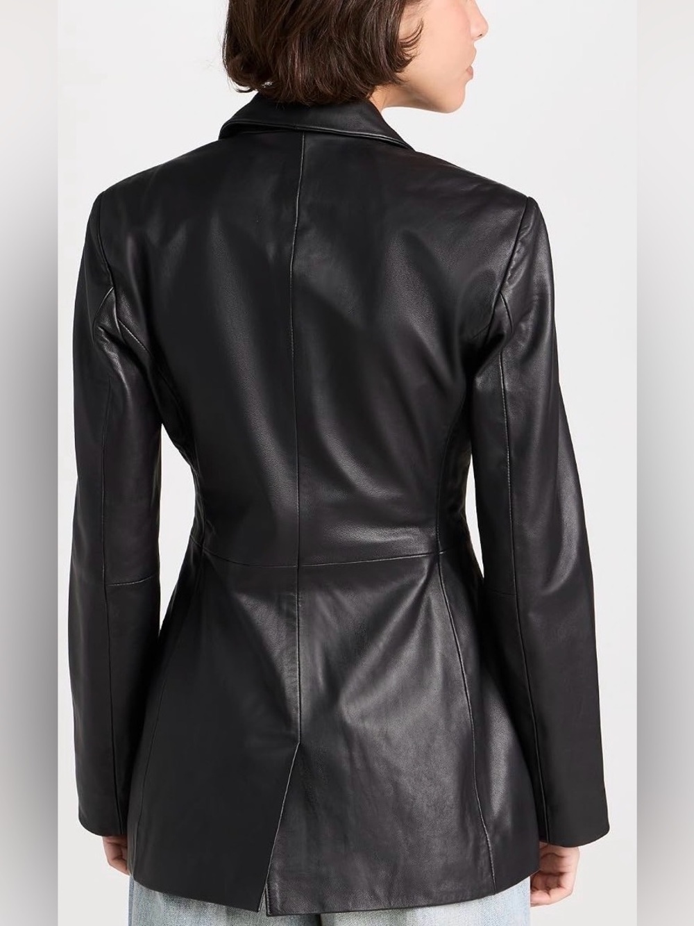 Reformation Black Leather Single-Button Blazer - Picture 6 of 8